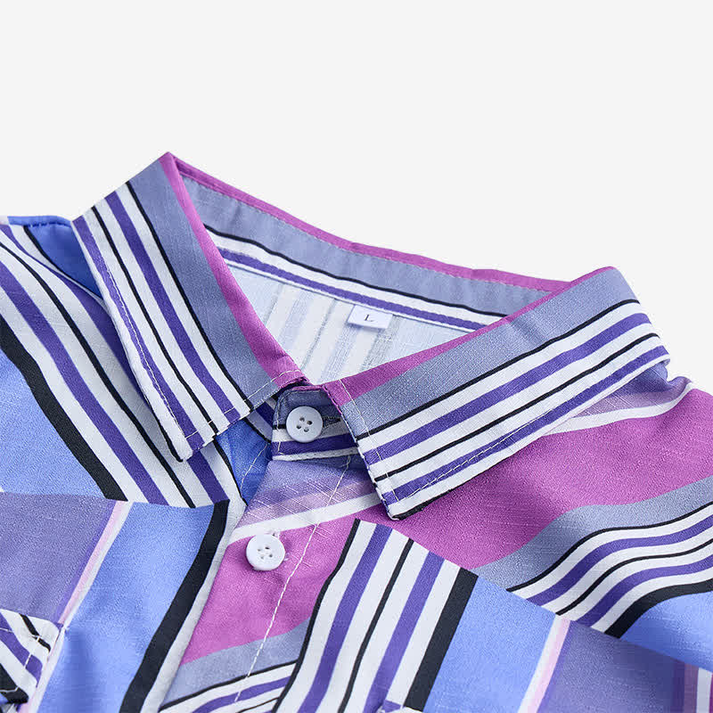 Camicia da uomo a maniche lunghe in stile western, blu e viola, ispirata agli Aztechi. - image 4