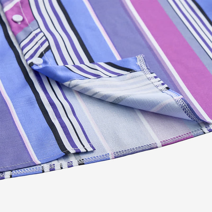 Camicia da uomo a maniche lunghe in stile western, blu e viola, ispirata agli Aztechi. - image 7