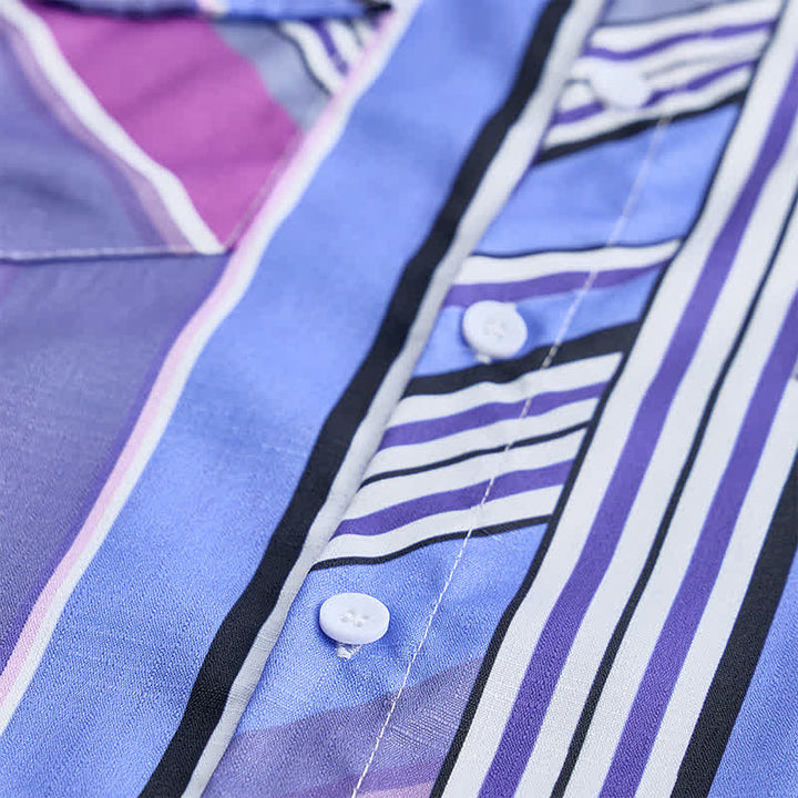 Camicia da uomo a maniche lunghe in stile western, blu e viola, ispirata agli Aztechi. - image 6