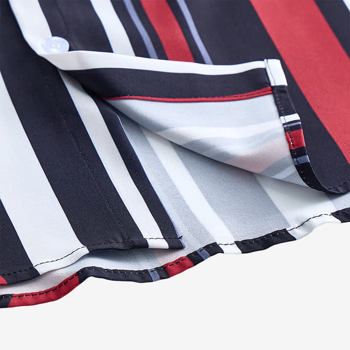 Camicia da uomo a righe verticali rosse e nere in stile retrò - image 7