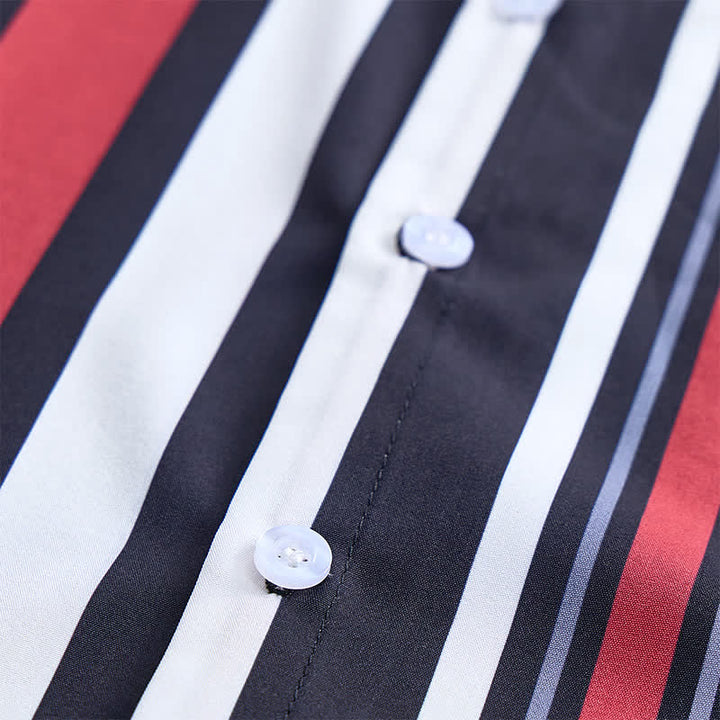 Camicia da uomo a righe verticali rosse e nere in stile retrò - image 4
