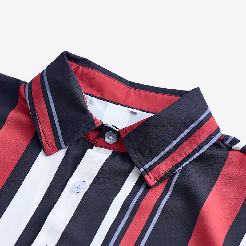 Camicia da uomo a righe verticali rosse e nere in stile retrò - image 3