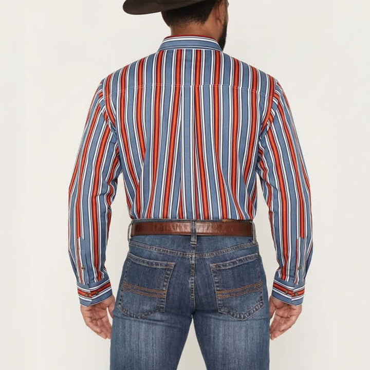 Camicia da lavoro da uomo a maniche lunghe con righe diagonali Rodeo. - image 3