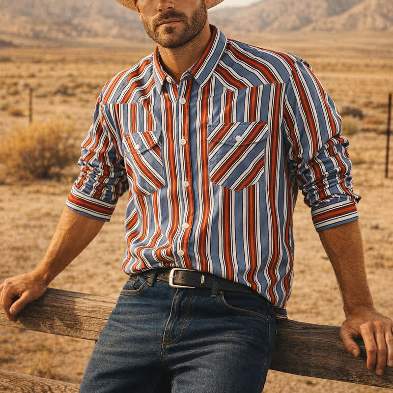 Camicia da lavoro da uomo a maniche lunghe con righe diagonali Rodeo. - Verde acqua tenue - 5XL - image 0