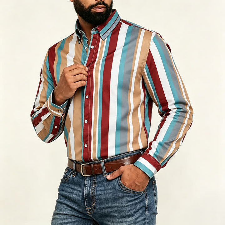 Camicia da lavoro da uomo a maniche lunghe con righe verticali, resistente e adatta per il ranch. - image 2