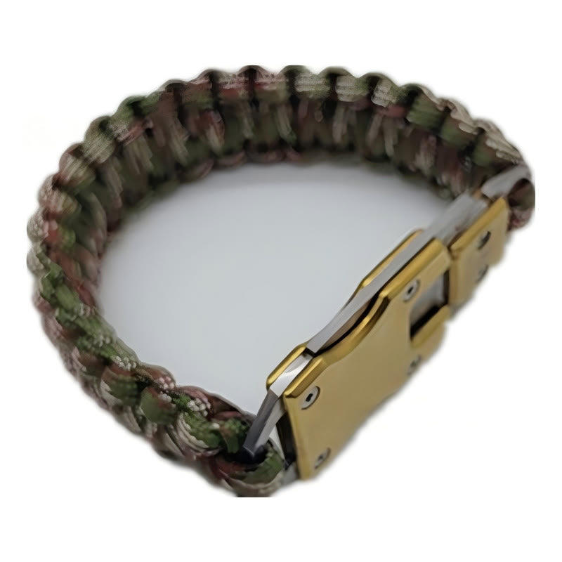 Braccialetto di sopravvivenza in paracord con coltello nascosto per soccorso d'emergenza - mimetica verde militare - image 4