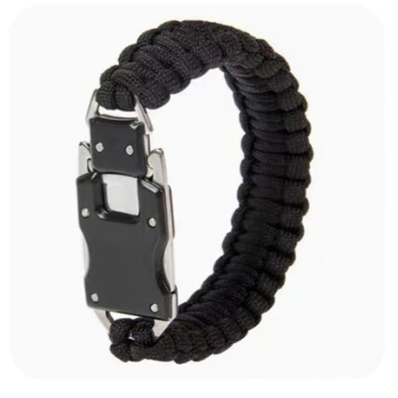 Braccialetto di sopravvivenza in paracord con coltello nascosto per soccorso d'emergenza - Nero - image 2