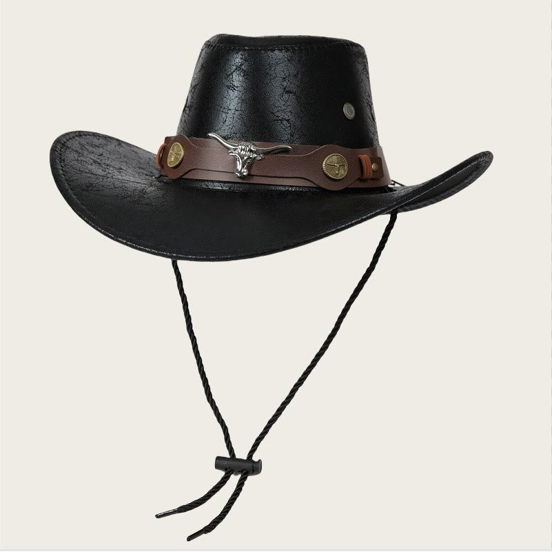 Cappello da sole da cowboy vintage in stile americano per esterni - Nero - M (22"-22 7/8") - image 3