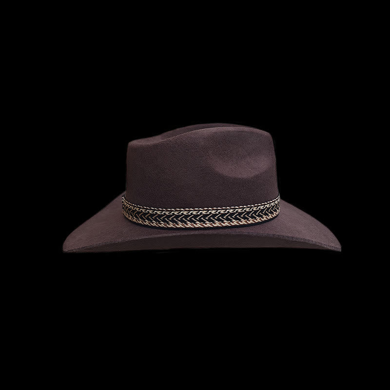 Cappello Fedora in feltro di lana tinta unita con fascia decorativa intrecciata. - image 3