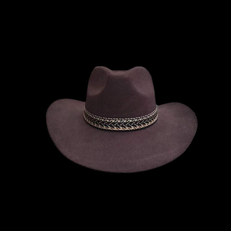 Cappello Fedora in feltro di lana tinta unita con fascia decorativa intrecciata. - image 2