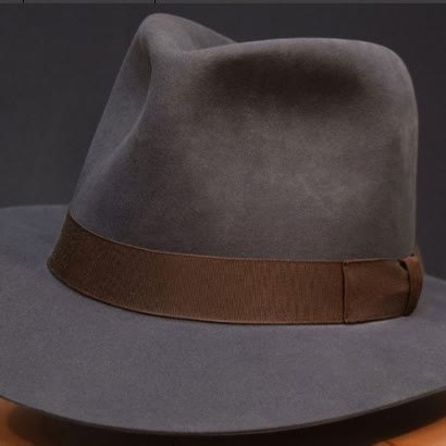 Cappello Fedora in lana stile western vintage con fiocco decorativo - Fascia sottile Haze Blue & Coffee - Regolabile (22 7/8"-23 5/8") - image 1