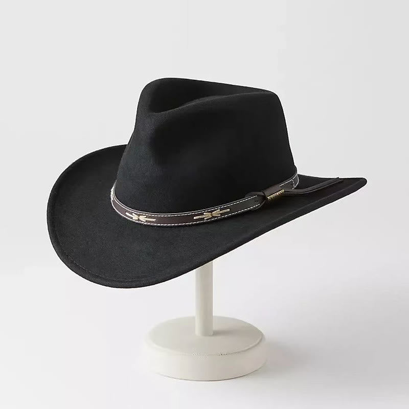Cappello a cilindro da uomo in lana stile western da cowboy - Nero - Regolabile (22 1/2"-23 1/4") - image 0