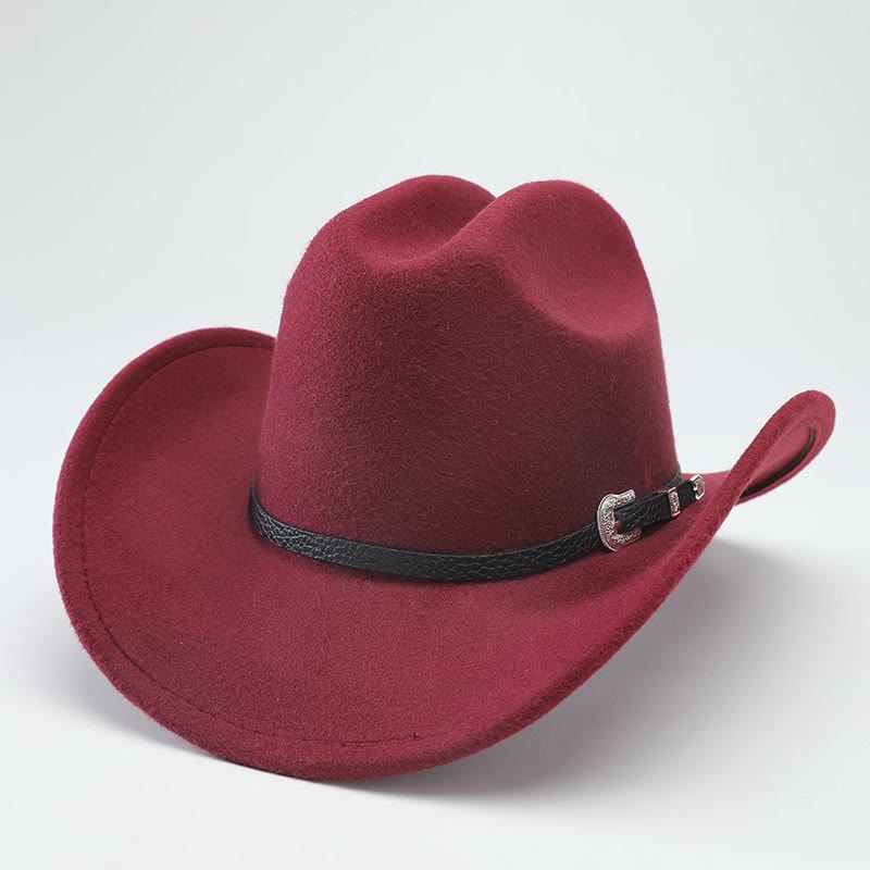 Cappello a cilindro da cowboy western classico retrò a tesa larga - Vino - M (22"-22 7/8") - image 3