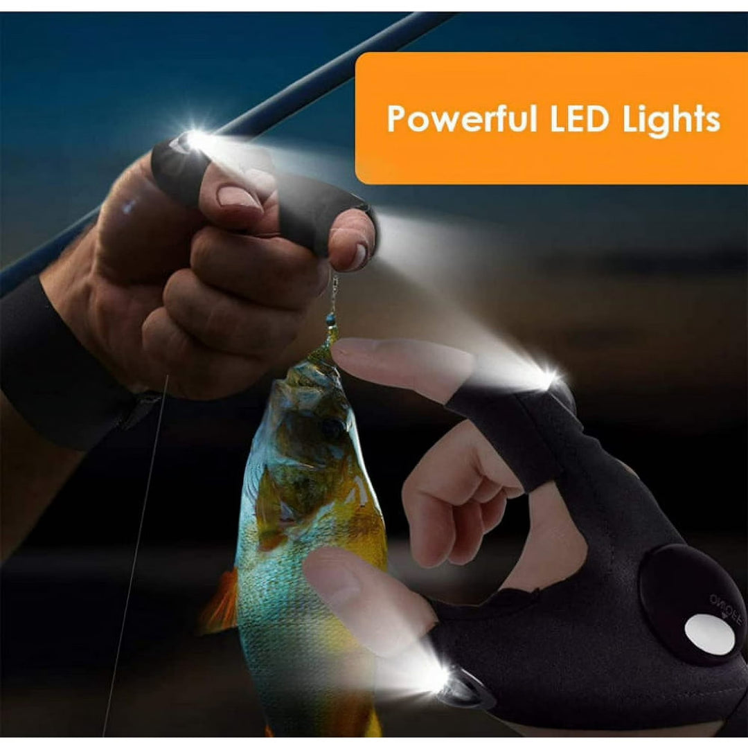 Guanto da lavoro per esterni traspirante con luce LED integrata e mezze dita. - image 3