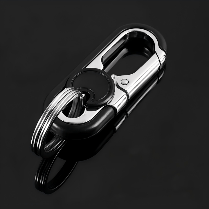 Portachiavi da auto creativo a doppio anello in metallo da appendere alla vita. - Nero - image 1