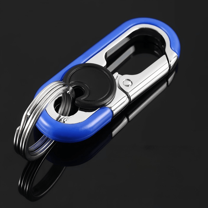 Portachiavi da auto creativo a doppio anello in metallo da appendere alla vita. - Blu - image 3