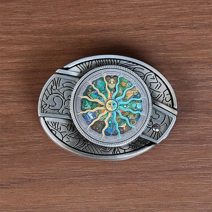 Cintura in pelle con fibbia a scomparsa per coltello pieghevole fai-da-te con motivo astrologico e zodiacale. - image 10
