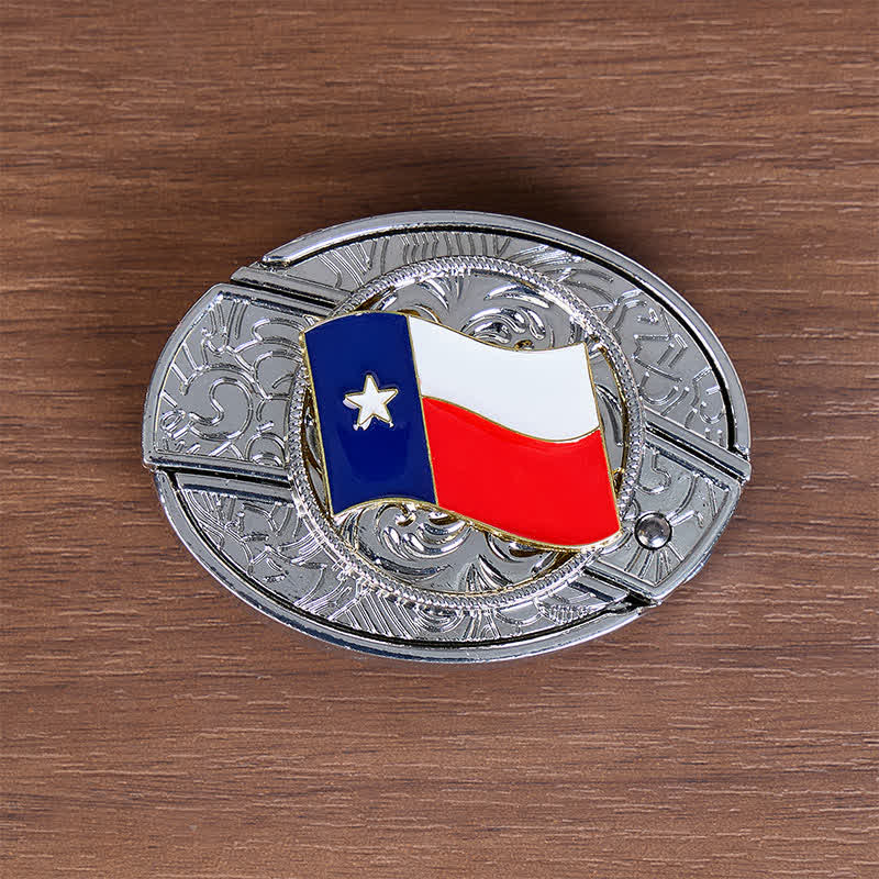 Cintura in pelle con fibbia a scomparsa a forma di coltello pieghevole con bandiera dello Stato del Texas - image 10