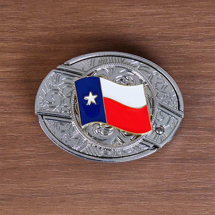 Cintura in pelle con fibbia a scomparsa a forma di coltello pieghevole con bandiera dello Stato del Texas - image 10