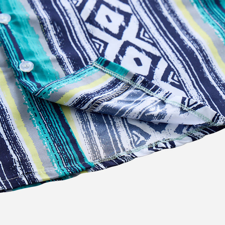 Camicia da uomo estiva casual a righe, maniche corte, con bottoni. - image 5