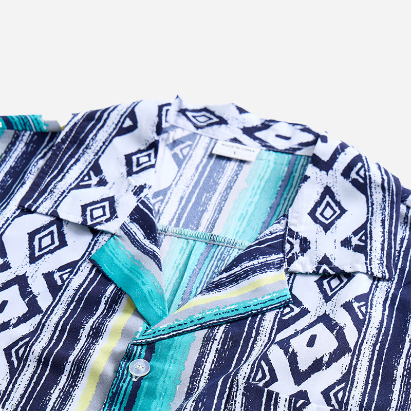 Camicia da uomo estiva casual a righe, maniche corte, con bottoni. - image 4