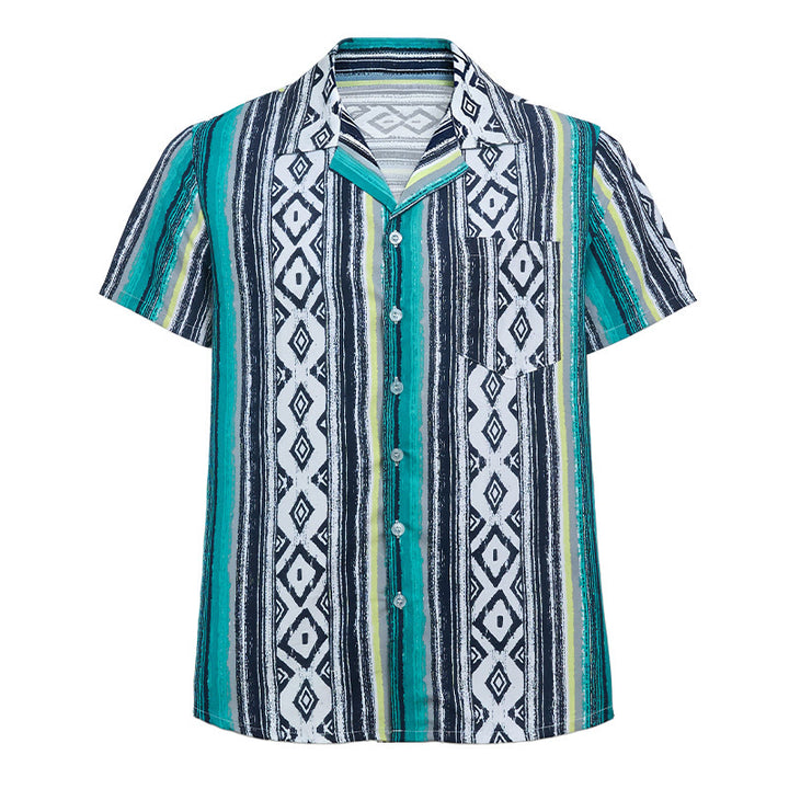 Camicia da uomo estiva casual a righe, maniche corte, con bottoni. - image 8