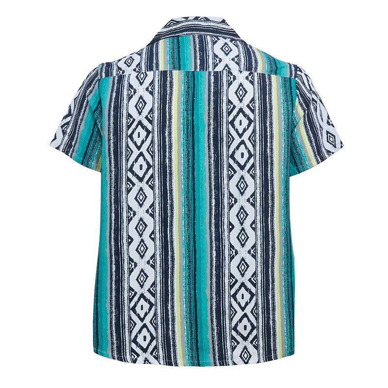 Camicia da uomo estiva casual a righe, maniche corte, con bottoni. - image 9