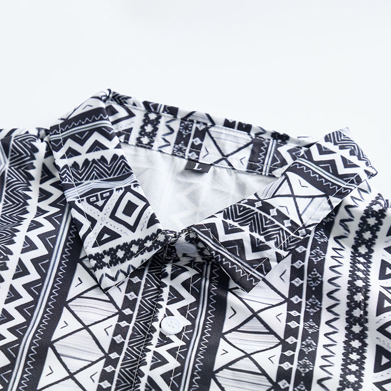 Camicia da uomo estiva casual a maniche corte con stampa grafica e bottoni - image 7