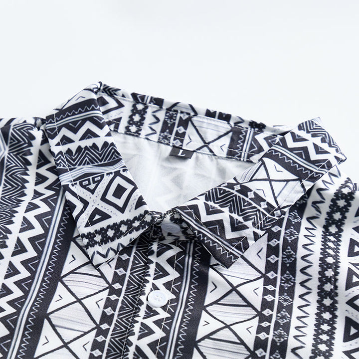 Camicia da uomo estiva casual a maniche corte con stampa grafica e bottoni - image 7