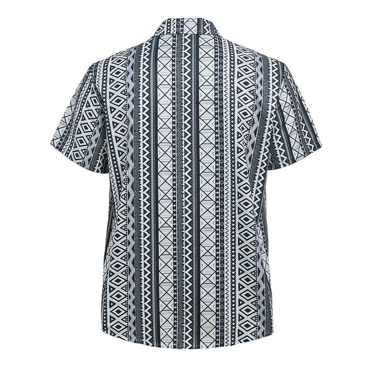 Camicia da uomo estiva casual a maniche corte con stampa grafica e bottoni - image 9
