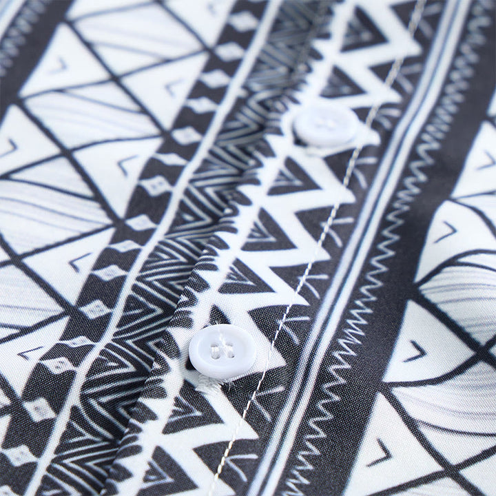 Camicia da uomo estiva casual a maniche corte con stampa grafica e bottoni - image 6