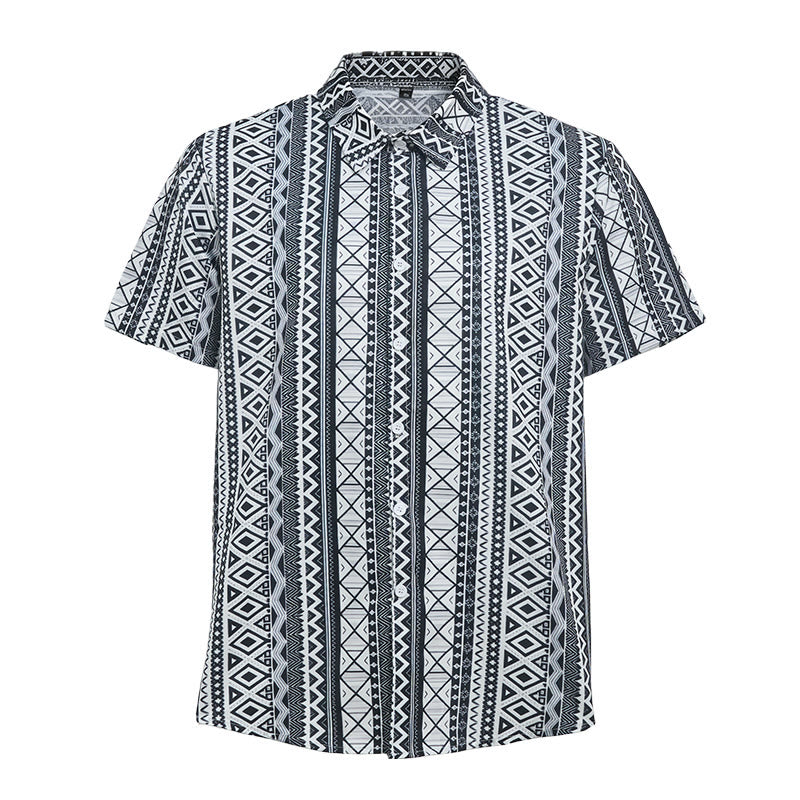 Camicia da uomo estiva casual a maniche corte con stampa grafica e bottoni - image 8