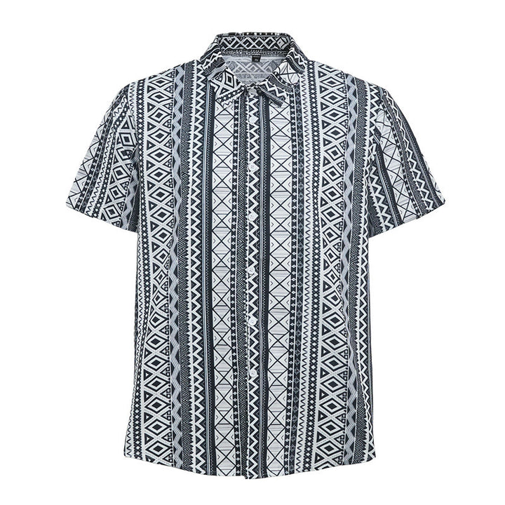 Camicia da uomo estiva casual a maniche corte con stampa grafica e bottoni - image 8