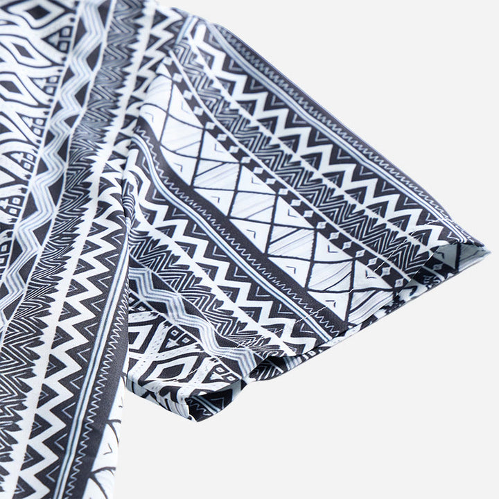 Camicia da uomo estiva casual a maniche corte con stampa grafica e bottoni - image 4