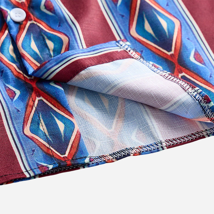 Camicia casual da uomo a maniche lunghe con righe rosse e blu in stile retrò da cowboy. - image 4