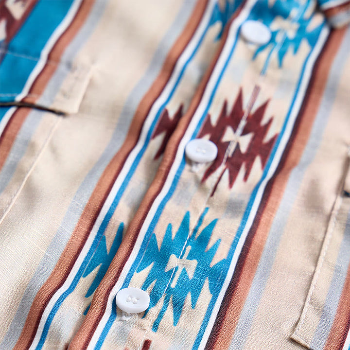 Camicia casual da uomo a maniche lunghe con stampa a righe in stile western vintage. - image 6
