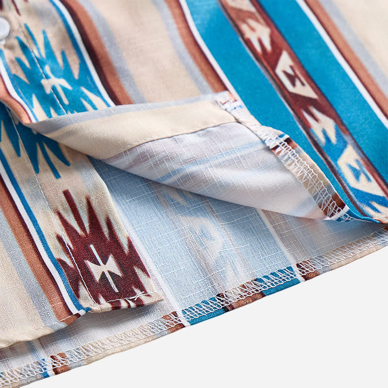 Camicia casual da uomo a maniche lunghe con stampa a righe in stile western vintage. - image 4