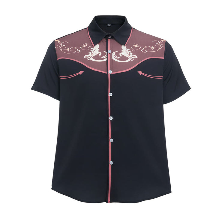 Camicia da uomo a maniche corte con stampa western e bottoni - image 17