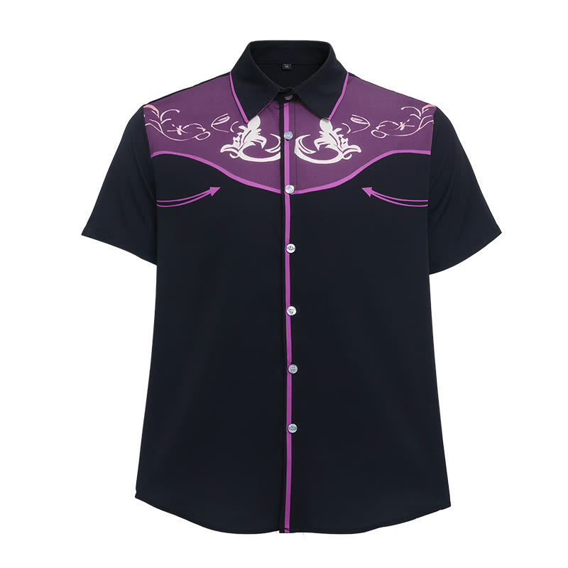 Camicia da uomo a maniche corte con stampa western e bottoni - image 21
