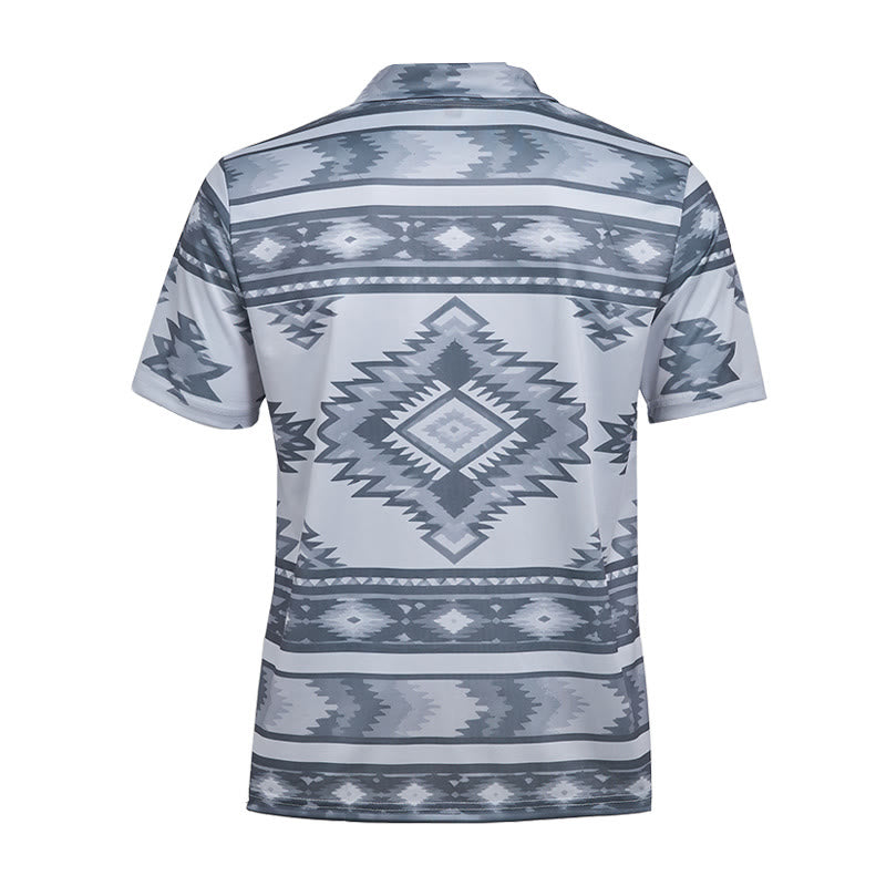 Polo casual da uomo a maniche corte con stampa geometrica - image 35