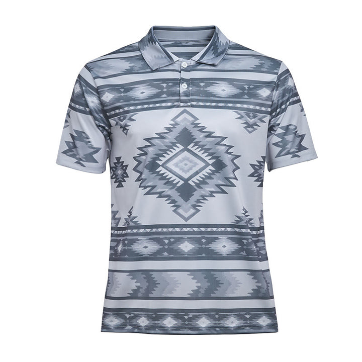 Polo casual da uomo a maniche corte con stampa geometrica - image 34