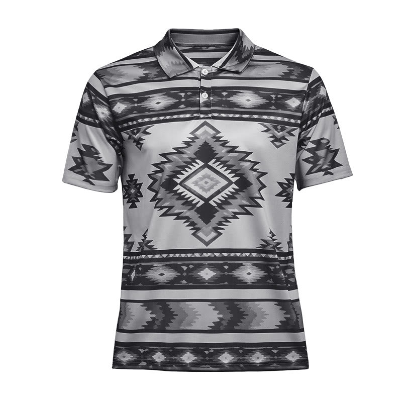 Polo casual da uomo a maniche corte con stampa geometrica - image 38
