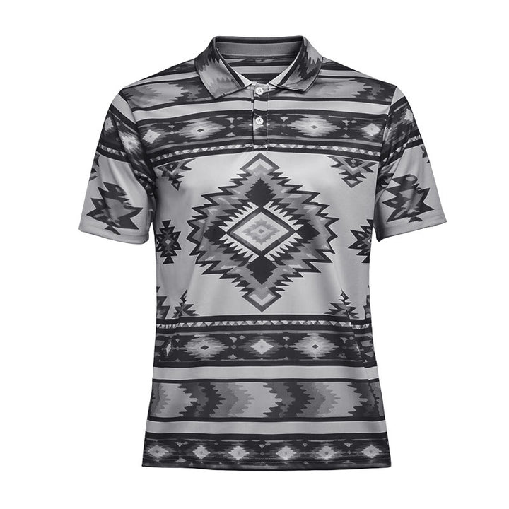 Polo casual da uomo a maniche corte con stampa geometrica - image 38