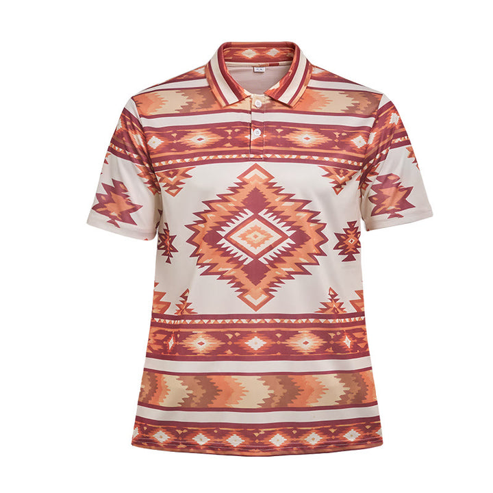 Polo casual da uomo a maniche corte con stampa geometrica - image 32