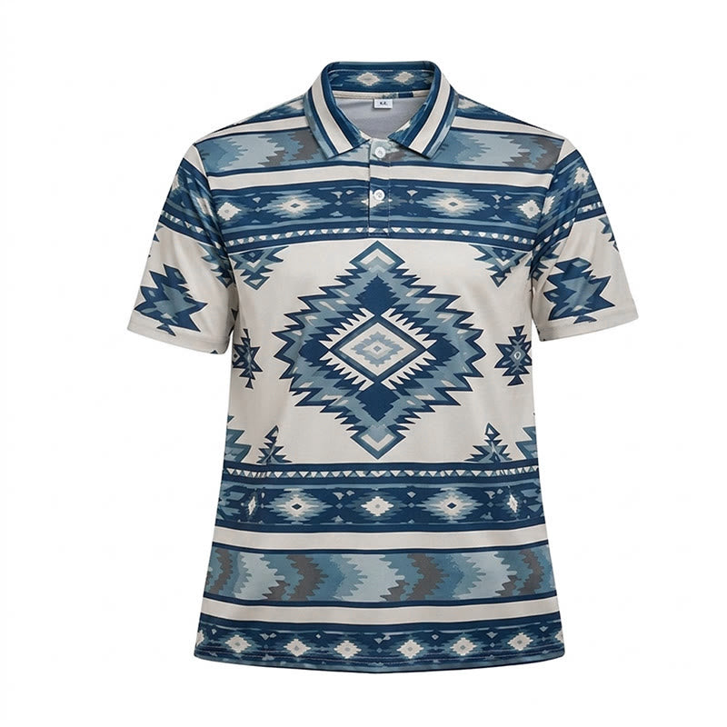 Polo casual da uomo a maniche corte con stampa geometrica - image 36