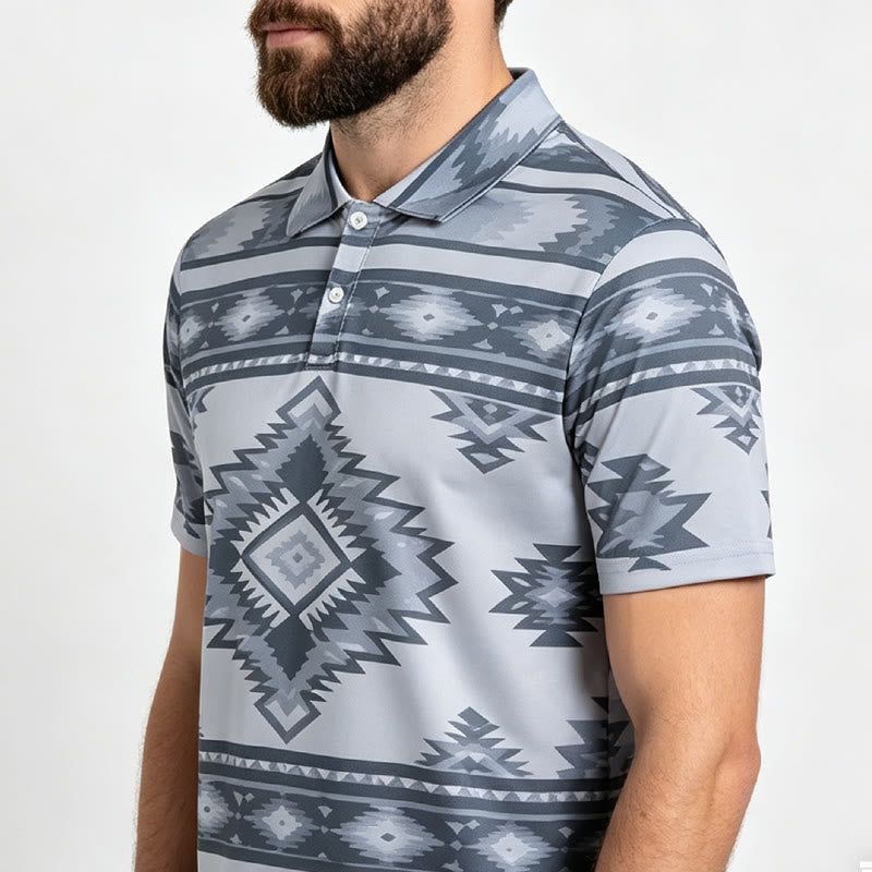 Polo casual da uomo a maniche corte con stampa geometrica - image 14