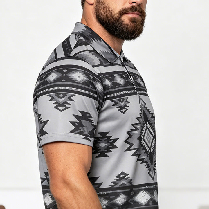 Polo casual da uomo a maniche corte con stampa geometrica - image 23