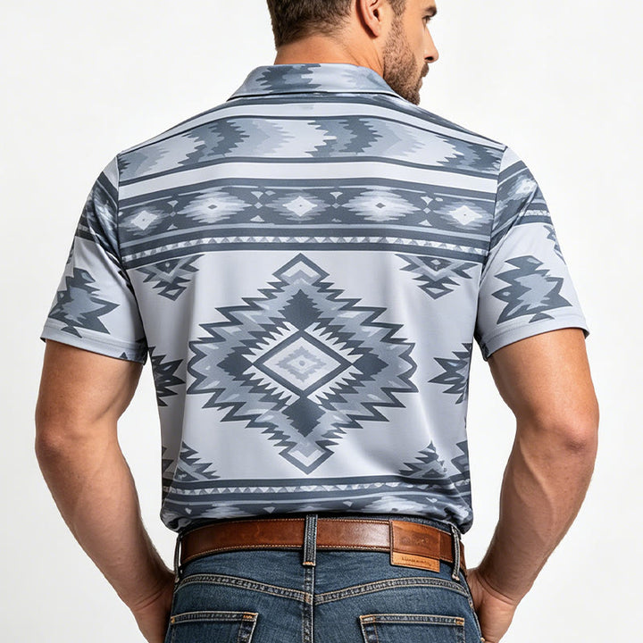 Polo casual da uomo a maniche corte con stampa geometrica - image 13