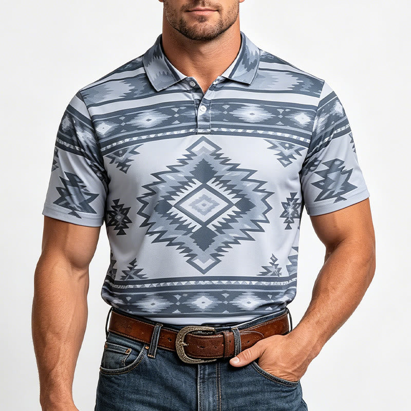 Polo casual da uomo a maniche corte con stampa geometrica - image 12
