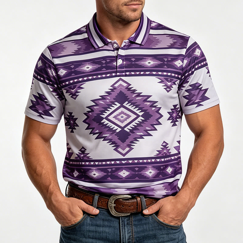 Polo casual da uomo a maniche corte con stampa geometrica - image 18
